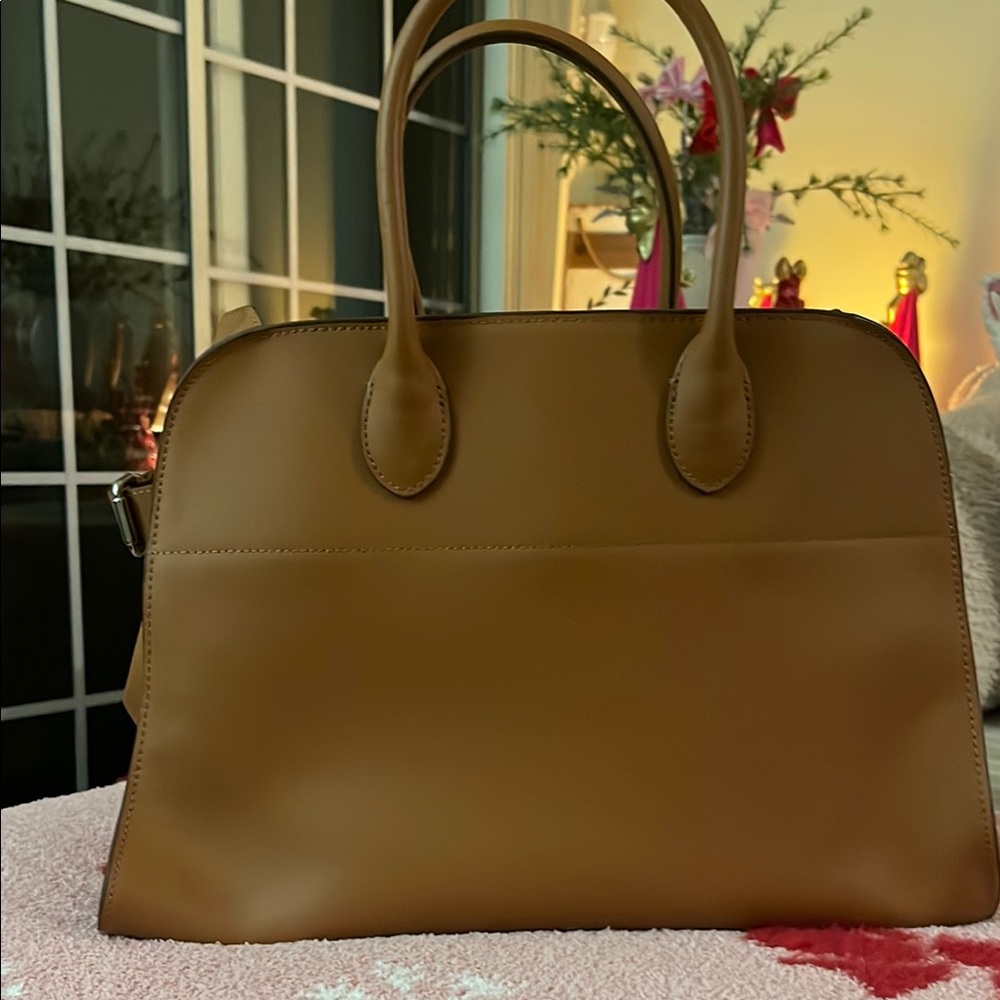 The Row inspired Brown Tote Bag with Structured Shape and Elegant Design